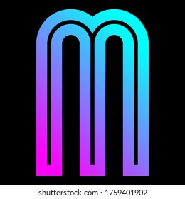 
Trendy font, bright alphabet of gradient, modern letter M, vector illustration 10EPS