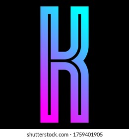 
Trendy font, bright alphabet of gradient, modern letter K, vector illustration 10EPS