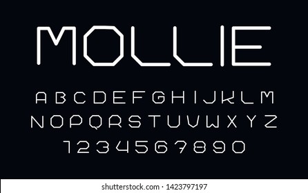 Trendy font. Minimalistic style alphabet. Decorative typeface. Letters for your design. Vector font