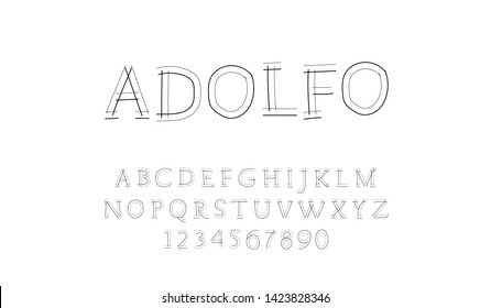 Trendy font. Minimalistic style alphabet. Decorative typeface. Letters for your design. Vector font