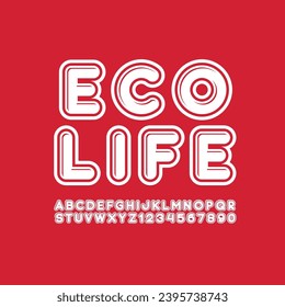 Trendy font, modern alphabet, rounded uppercase letters from A to Z and numbers from 0 to 9 sets, vector illustration 10EPS