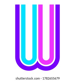 Trendy Font. New Alphabet, colorful letter W