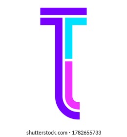 Trendy Font. New Alphabet, colorful letter T