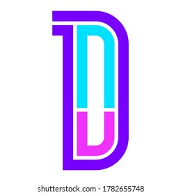 Trendy Font. New Alphabet, colorful letter D