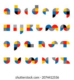 Trendy Font In Retro Bauhaus Design Style. Artistic Geometric Printing Type. Stylized Alphabet