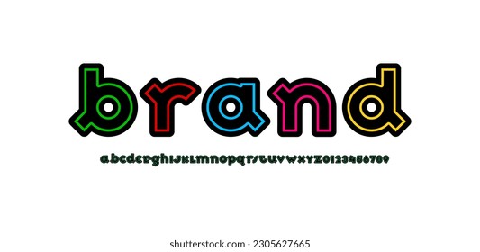 Trendy font, rounded modern alphabet, bold letters from A to Z and numbers from 0 to 9, vector illustration 10EPS