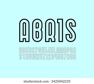 Trendy font, rounded simple alphabet, vector letters and numbers made outlines.