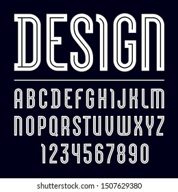 Trendy font, simple alphabet, uppercase white letters and numbers