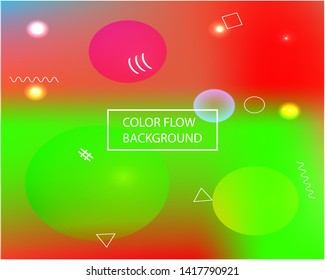Trendy fresh banner. EPS. Vector illustration flat. Strange splash and spreading spot. Green unique fresh banner of watercolor gradient colors.