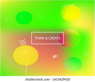 Trendy fresh banner. Random splash and spreading spot. Vector illustration show. Green unique fresh banner of watercolor gradient colors.