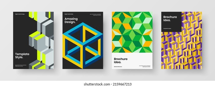 Colección de ilustraciones de diseño vectorial de la página principal A4 de moda. Conjunto de diseño de presentación de formas geométricas modernas.