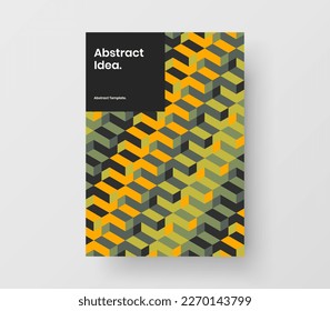 Trendy front page A4 vector design layout. Fresh geometric tiles company cover illustration.