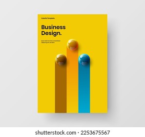 Trendy front page design vector illustration. Premium realistic balls corporate brochure template.