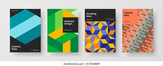 Trendy front page vector design layout set. Minimalistic geometric shapes booklet concept composition.
