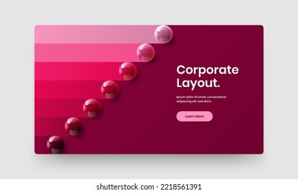 Trendy front page vector design layout. Fresh 3D spheres flyer template.