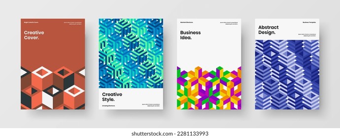 Trendy front page vector design layout composition. Fresh mosaic pattern corporate identity template set.