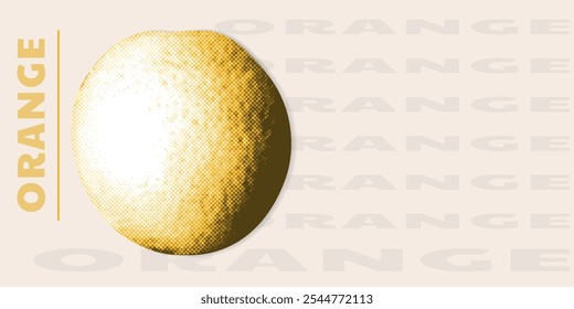 Trendy fruit with halftone effect. Orange of photocopy effect. Vector illustration for retro collage.	