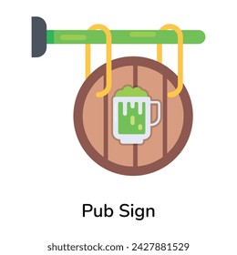 Trendy fTrendy flat icon of wooden pub sign lat icon of wooden pub sign 