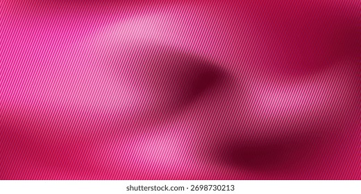 Trendy fuchsia gradient with ribbed fractal glass texture. Abstract fractal glass effect. Futuristic distortion. Ribbed glass blur template. Vector illustration for your design