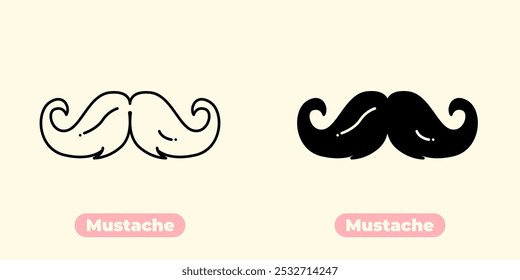 Trendy and fun Mustache Icon, perfect for logos, branding, websites, and creative projects. This minimalist, stylish design adds a playful touch to barber shops, men's grooming products.