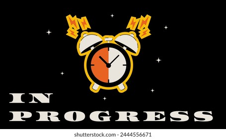 Trendy funny banner on the topic of work, deadline and procrastination. Retro vector illustration