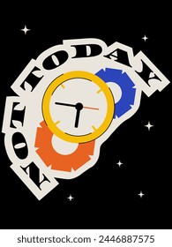 Trendy funny poster or flyer on the topic of work, deadline and procrastination. Retro vector illustration
