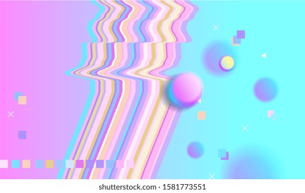 Trendy futuristic abstract background. Border frame. Vector artwork. Minimalism concept. Retro, vintage 80s, 90s style. Fluid neon gradient. Blue, pink, yellow, beige, purple, green pastel colors.
