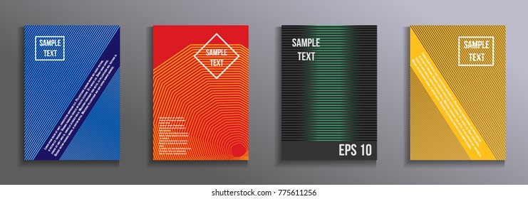 Trendy futuristic design.  A set of modern abstract objects from abstract lines. Creative colors backgrounds. Design for the design of covers of business brochures, banners, posters.