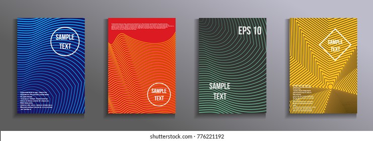 Trendy futuristic design.  A set of modern abstract objects from abstract lines. Creative colors backgrounds. Design for the design of covers of business brochures, banners, posters.