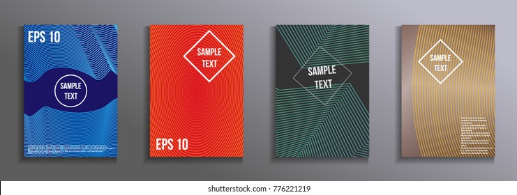 Trendy futuristic design.  A set of modern abstract objects from abstract lines. Creative colors backgrounds. Design for the design of covers of business brochures, banners, posters.