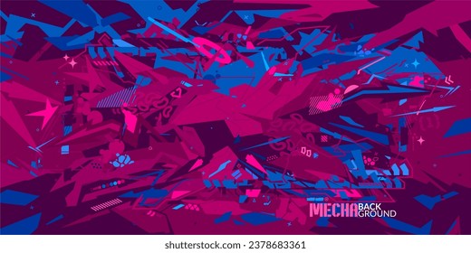 Trendy Futuristic Mecha Gundam Cyberpunk Metaverse Colorful Abstract Urban Street Art Graffiti Style Vector Illustration Template Background