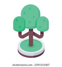 Trendy Garden Trees Isometric Icons