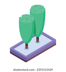 Trendy Garden Trees Isometric Icons