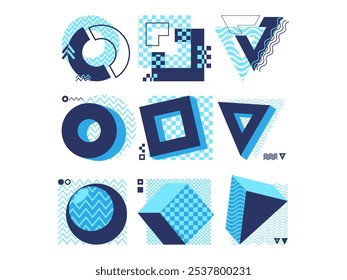 Trendy geometric abstract shape modern minimalism style modernism dynamic artistic colorful design icons set collection