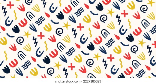 Trendy geometric in abstract shape. Retro naive pattern for background