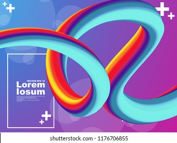 Trendy geometric background. 3d Fluid shape illustration. Eps10 vector