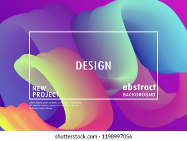 Trendy geometric background. 3d Fluid shape illustration.  Vector illustration