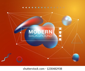 Trendy geometric background. 3d Fluid shape illustration