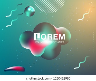 Trendy geometric background. 3d Fluid shape illustration