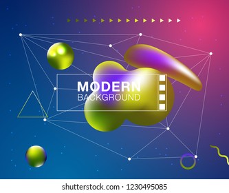 Trendy geometric background. 3d Fluid shape illustration