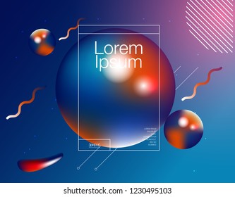 Trendy geometric background. 3d Fluid shape illustration