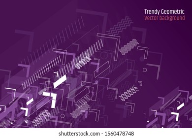 Trendy geometric background with purple background