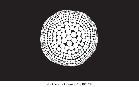 Trendy geometric background with white circles.