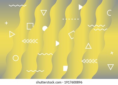 Trendy geometric background with yellow and gray color gradients. 2021 colors of the year. Futuristic abstract background with memphis style elements. Vector illustration.