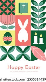 Trendy geometric banner with mosaic traditional elements. Vector illustration