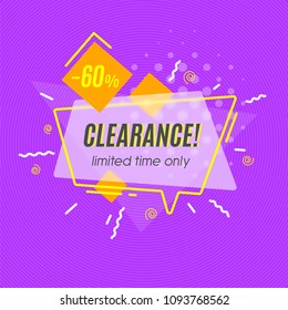Trendy geometric banners, speech bubbles, sales background. Vector illustration