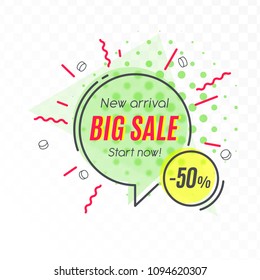 Trendy geometric banners, speech bubbles, sales background. Vector illustration