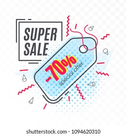 Trendy geometric banners, speech bubbles, sales background. Vector illustration