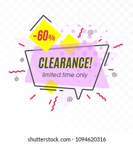 Trendy geometric banners, speech bubbles, sales background. Vector illustration