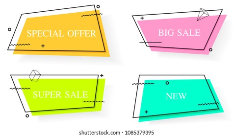 Trendy geometric banners. Vector  banners in retro style.